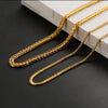 Close-up of  18k gold foxtail necklace  showing width comparison
