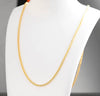 Solid 18k gold foxtail necklace worn on a display bust, close-up of the woven link
