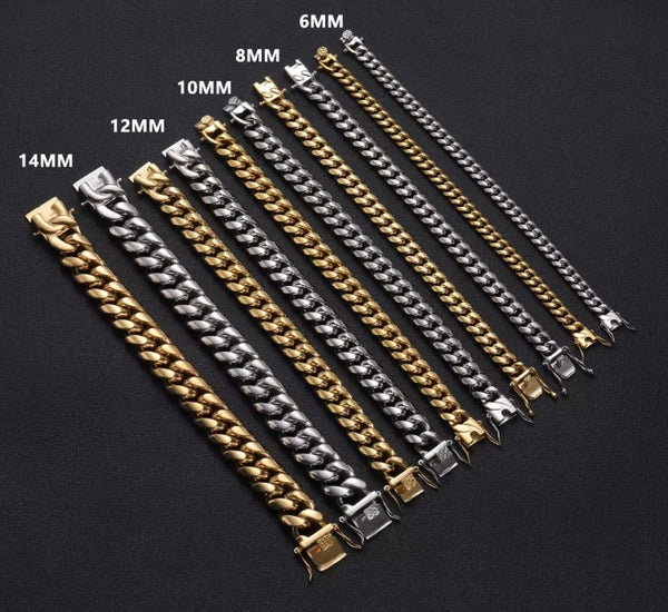 Solid Cuban Link Chain | 18k Gold Plated | 6mm to 14mm