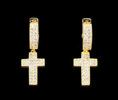 18k Gold Plated Cross Earrings