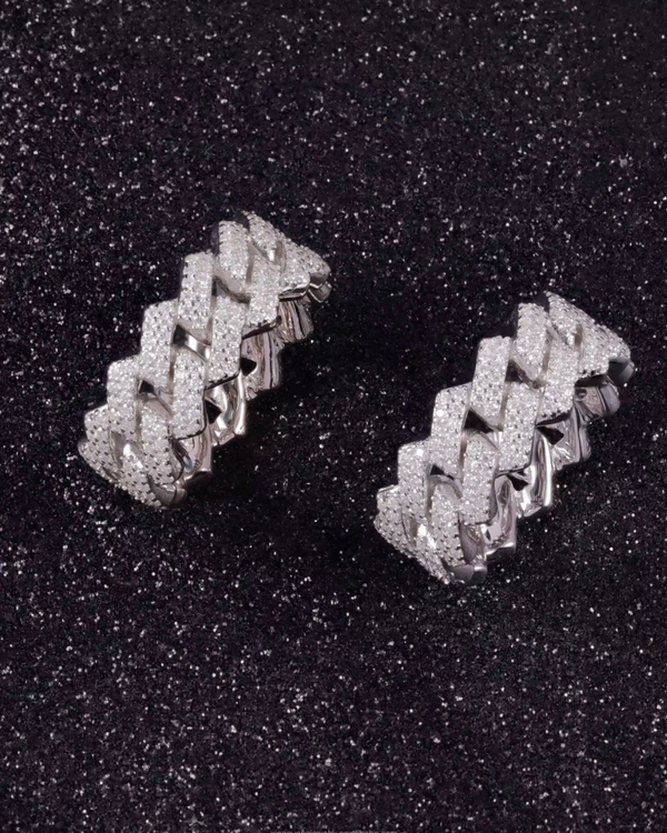 2 Row Iced Out Cuban Link Ring | VVS Moissanite