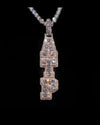 Custom vertical stacked letter pendant VVS moissanite raised stone flush pavé raised cluster 925 sterling silver — Twelfth XII Detroit